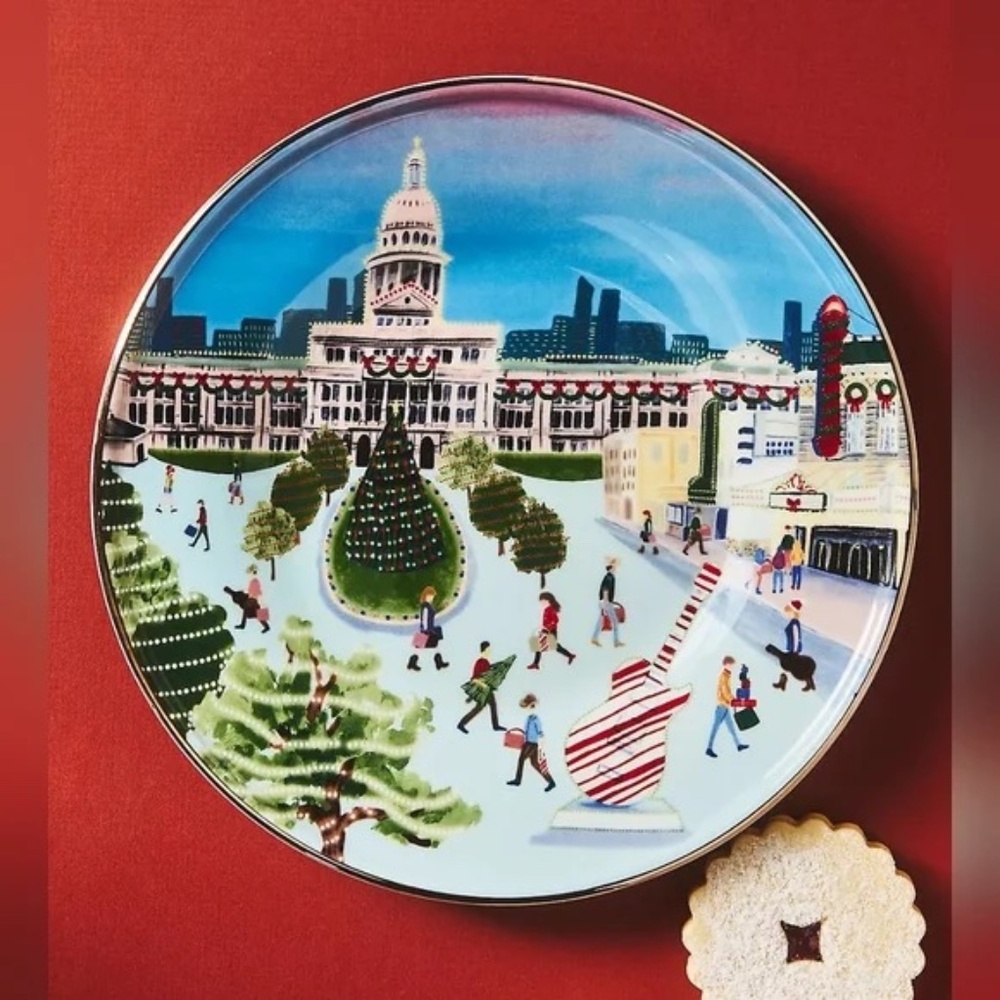 NWT 2024 Anthropologie Holiday in The City Austin Dessert Plate